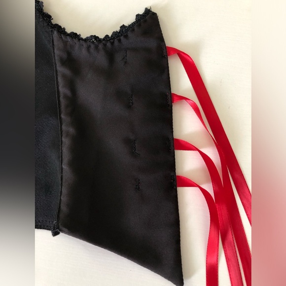 Black, faux,suede corset, Bustiers, vest, with faux white stitching detail szS-M - Picture 8 of 16